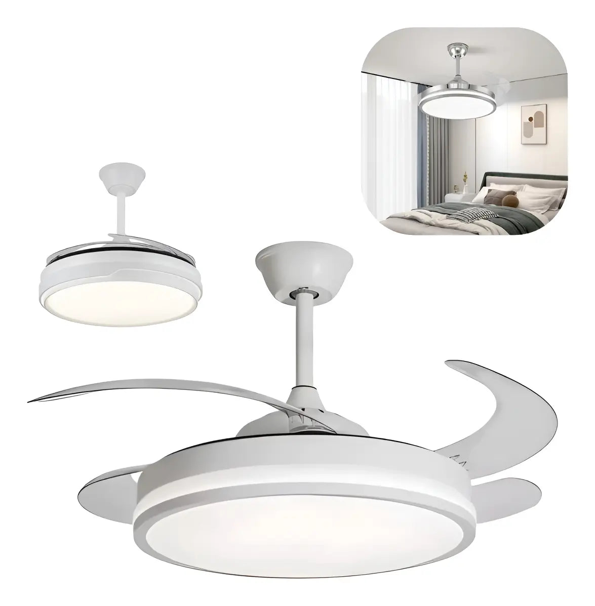Ventilador de Techo Retráctil OM – Luz LED 3 Tonos / 6 Velocidades
