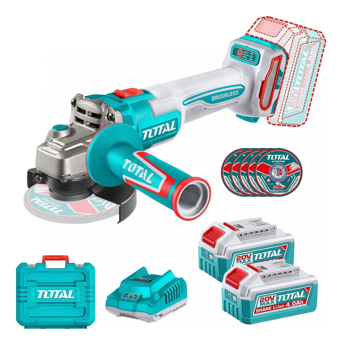 Amoladora Angular Total 20V Brushless 115mm 900W
