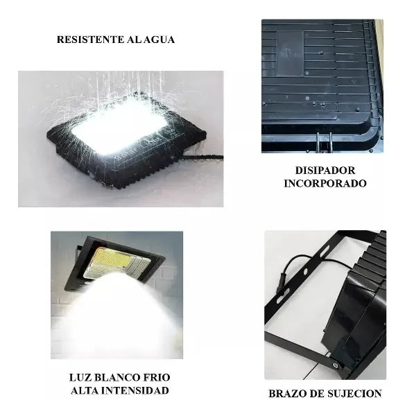 Reflector LED Solar Jortan 50W IP66 con Panel Solar y Control Remoto