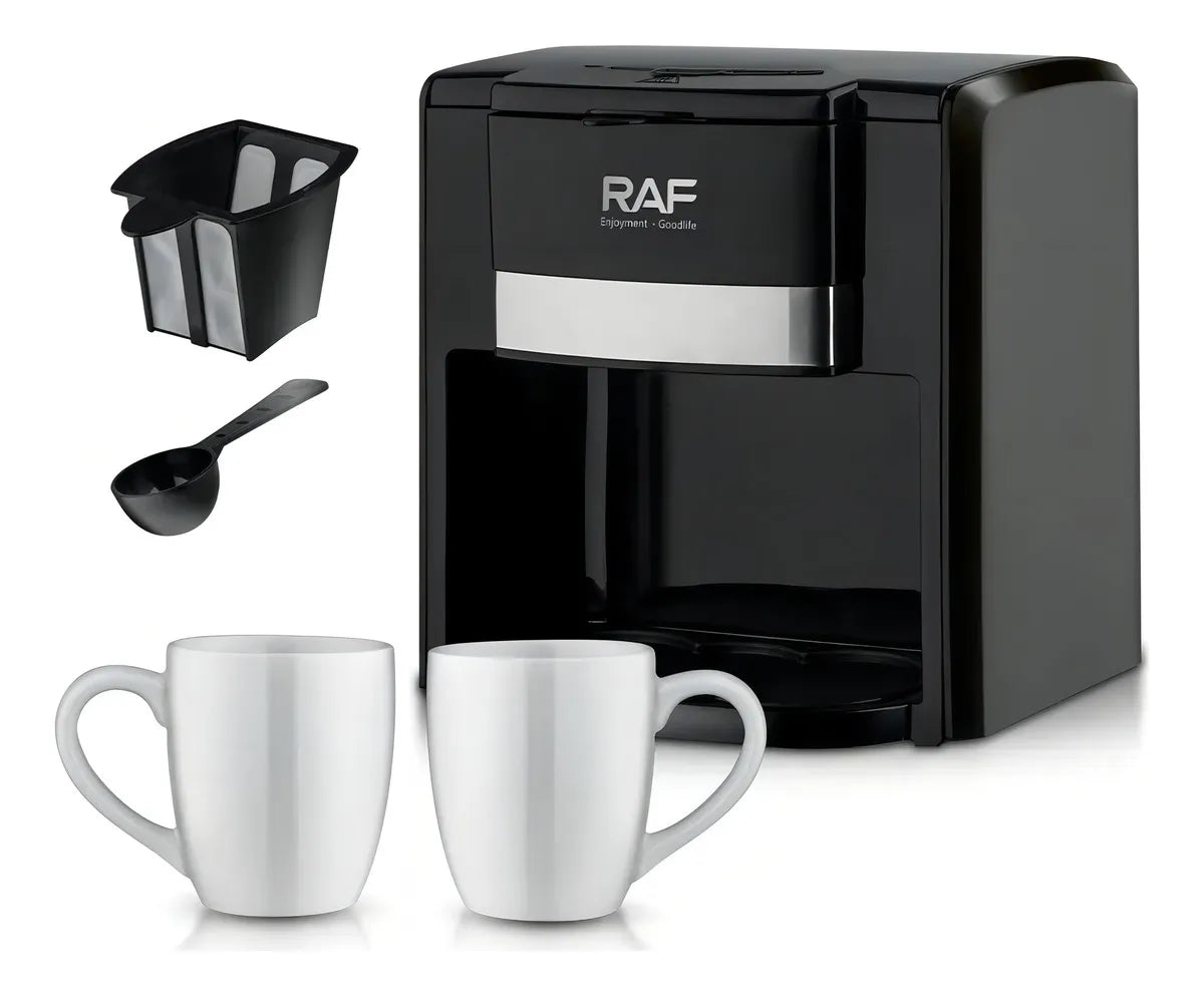 Cafetera Eléctrica Raf + 2 Tazas Color Negro