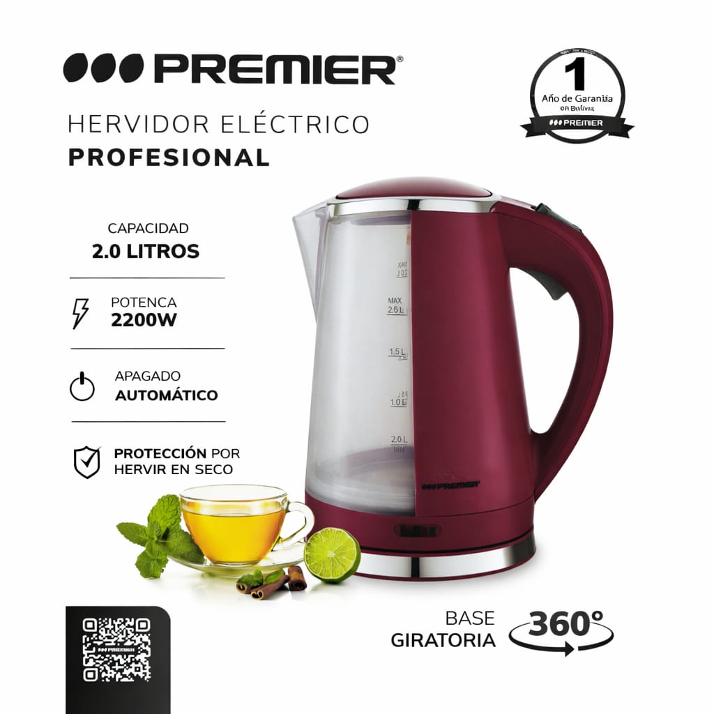 Pava Eléctrica Premier 2 Litros 2200W Profesional