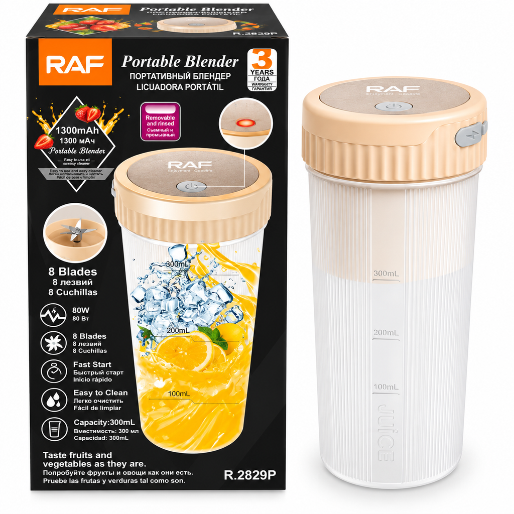 Licuadora Portátil Raf Recargable 300ml 8 Cuchillas